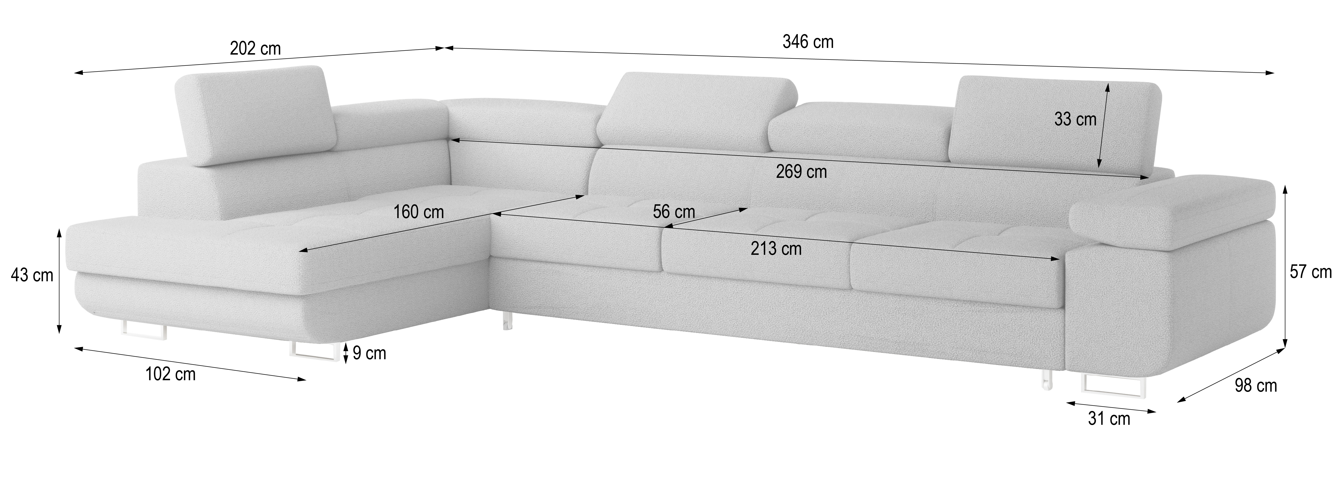 Ecksofa VICENTE - Maße